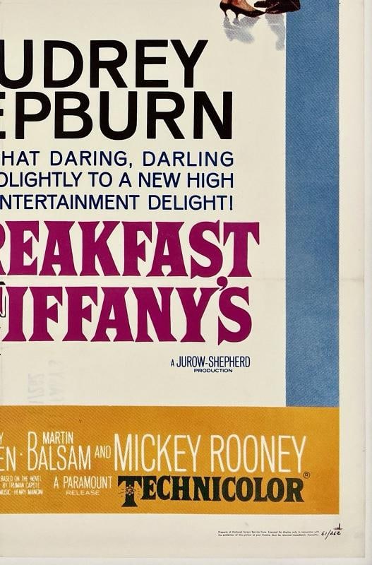 Original Vintage Movie Poster BREAKFAST AT TIFFANY'S Hepburn Rooney Classic OL - 5