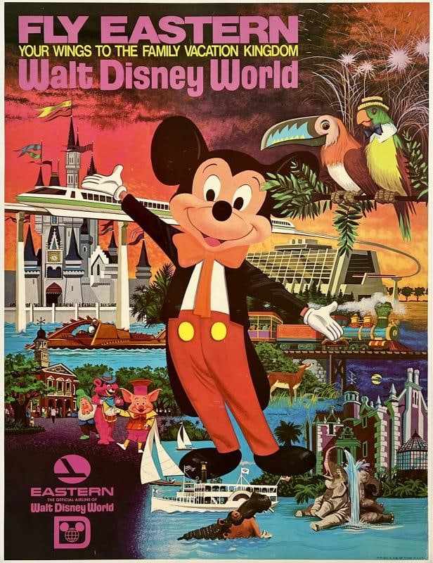 Original Vintage Poster FLY EASTERN AIRLINES WALT DISNEY WORLD Airline Travel OL (1 of 5)