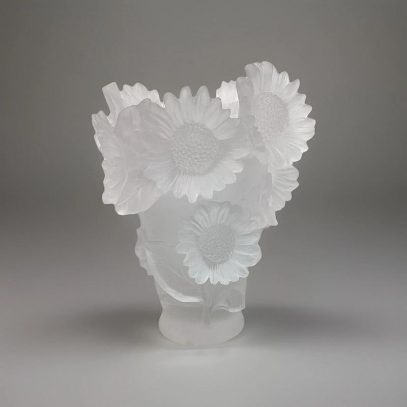 Xl Clear Nancy Daum Style Sunflower Vase H9Ã¢â‚¬Â Heavy Art Gla (1 of 13)