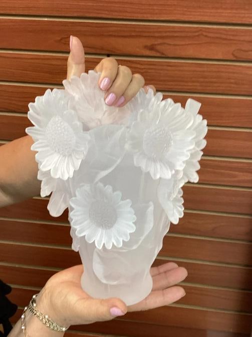 Xl Clear Nancy Daum Style Sunflower Vase H9Ã¢â‚¬Â Heavy Art Gla - 2