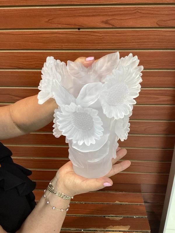 Xl Clear Nancy Daum Style Sunflower Vase H9Ã¢â‚¬Â Heavy Art Gla - 4