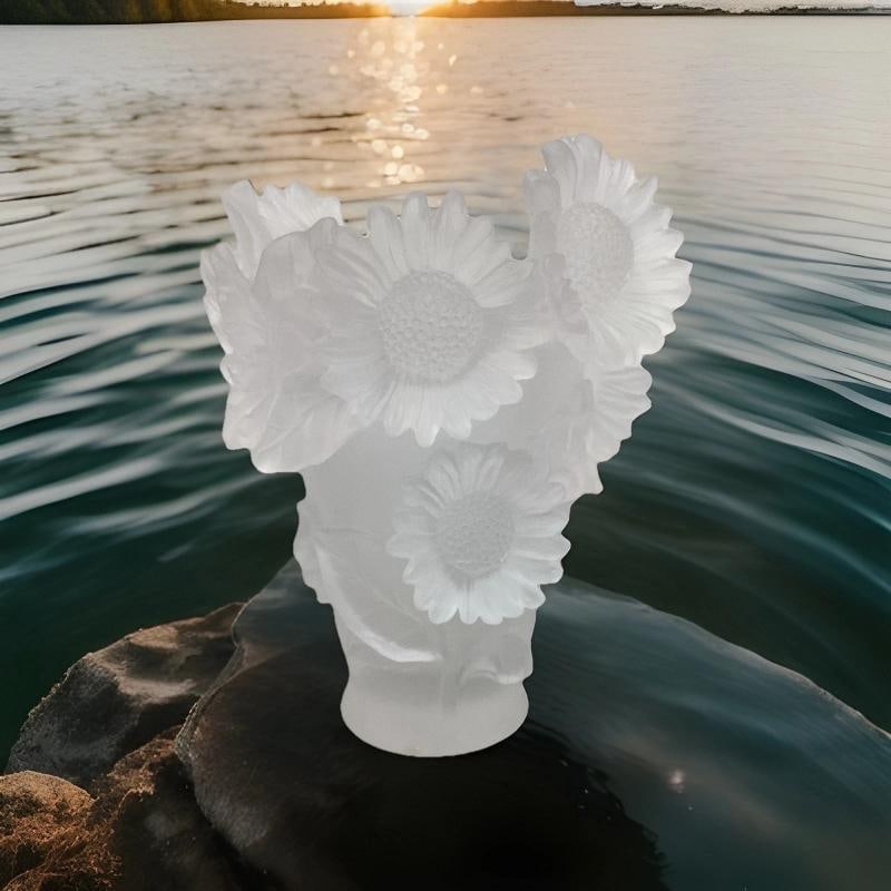 Xl Clear Nancy Daum Style Sunflower Vase H9Ã¢â‚¬Â Heavy Art Gla - 5