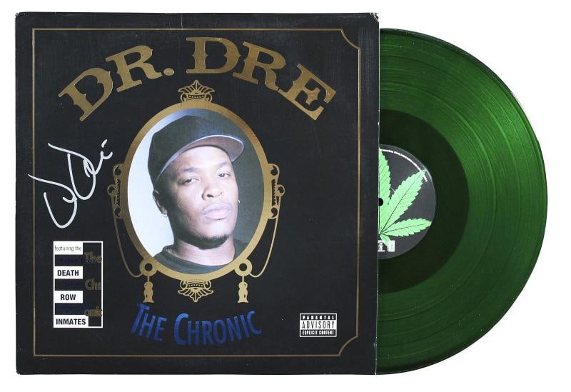 Dr. Dre Signed Black Cover The Chronic Album Cover W/ Vinyl LE #1319/2500 JSA (1 of 8)