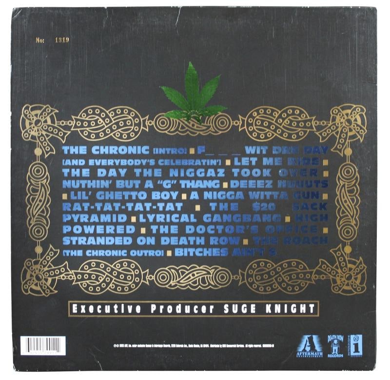 Dr. Dre Signed Black Cover The Chronic Album Cover W/ Vinyl LE #1319/2500 JSA - 4