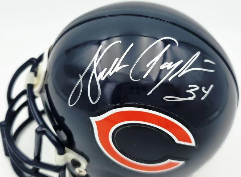 Walter Payton Signed Chicago Bears Blue Riddell Mini Helmet "34" Beckett - 2