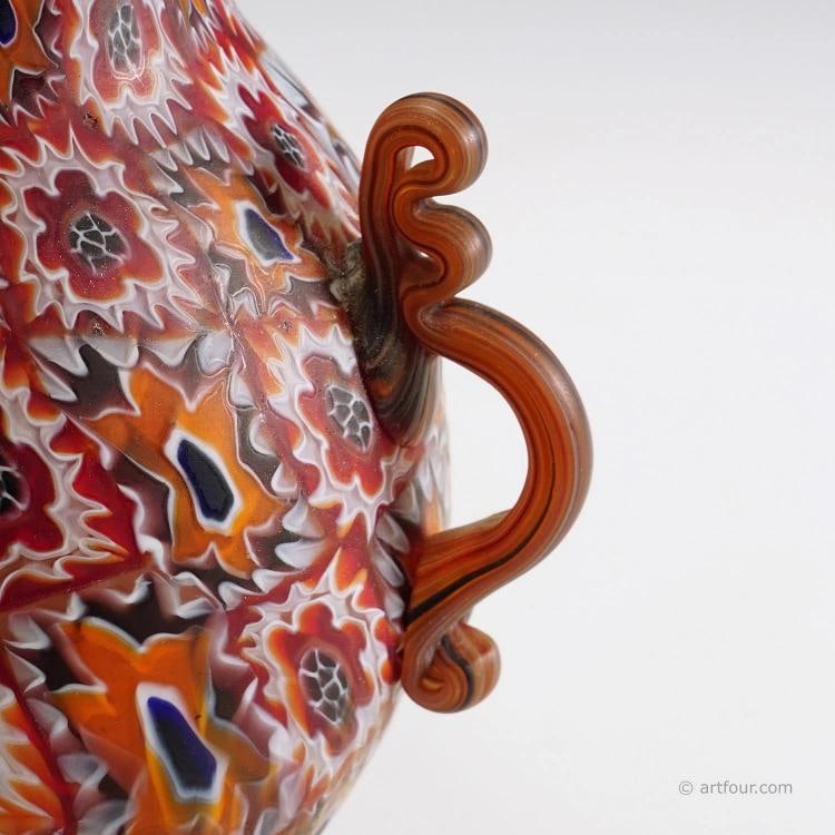 Antique Fratelli Toso Millefiori Lamp with Handles, Murano circa 1910 - 4