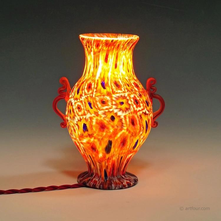 Antique Fratelli Toso Millefiori Lamp with Handles, Murano circa 1910 - 7