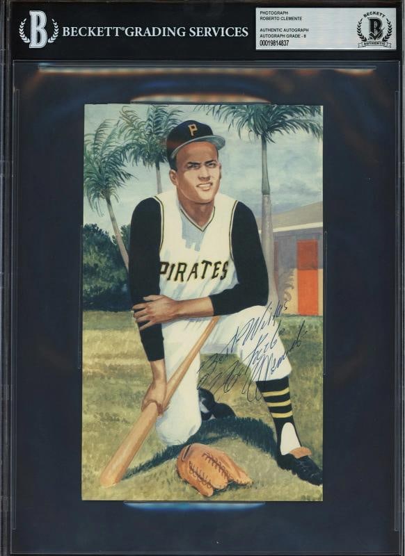 Roberto Clemente 5x8 Photo Pirates Auto Grade Near Mint/Mint 8 "Best Beckett: Sport: Baseball,Product: Photo,Player: Roberto Clemente,Team: Pittsburgh Pirates,Signed: Yes,Autograph Authentication: Beckett Authentication Services (BAS),Original/Reprint: Original,Country of