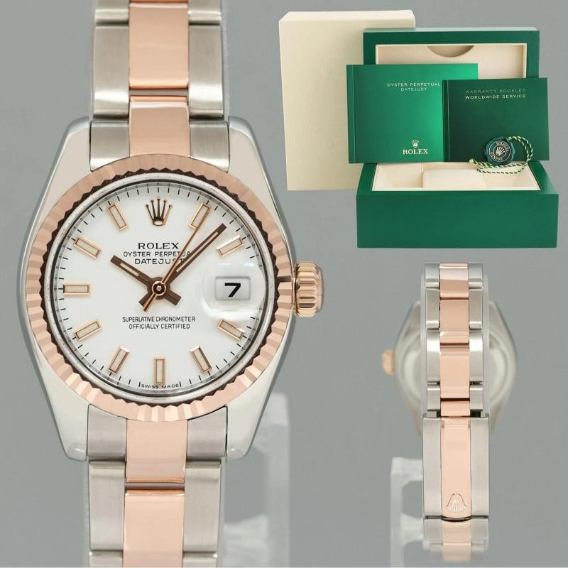 MINT Ladies Rolex DateJust 179171 White Stick Two-Tone Rose Gold Oyster Watch: Condition: Pre-owned - Excellent,Brand: Rolex,Department: Men,Type: Wristwatch,Country of Origin: Switzerland