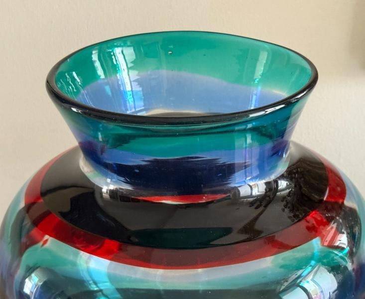 Fulvio Bianconi Signed Murano Art Glass Vase~(12"H) - 3