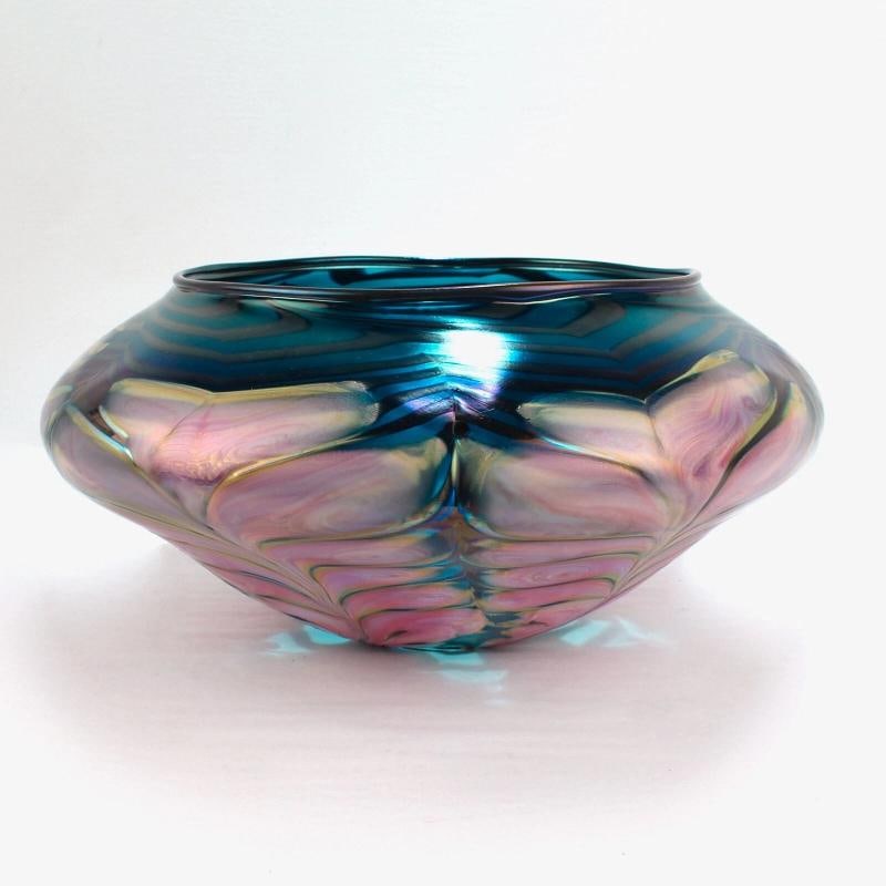 Daniel Lotton Signed Glass Vase~(6"h x 12"D) (1 of 9)