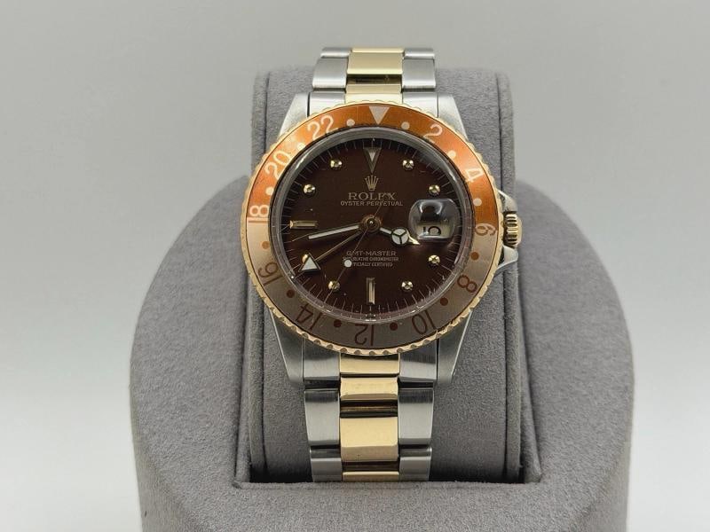 Vintage Rolex GMT Master Root Beer 16753 40mm Nipple Dial Yellow Gold Steel (1 of 16)