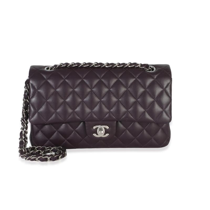 Chanel Purple Quilted Lambskin Medium Classic Double Flap Bag: Condition: Pre-owned - Good,Dimensions: 9.75 x 6 x 2.5,Handbag Accessories: Dustbag;Care Booklet;Authenticity Card,Bag Width: 9.75 in,Bag Depth: 2.5 in,Bag Height: 6 in,Department: Unisex,Style: Shoul