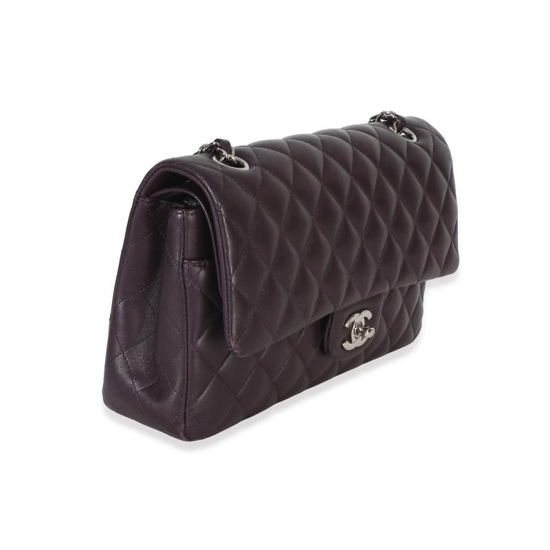 Chanel Purple Quilted Lambskin Medium Classic Double Flap Bag - 5