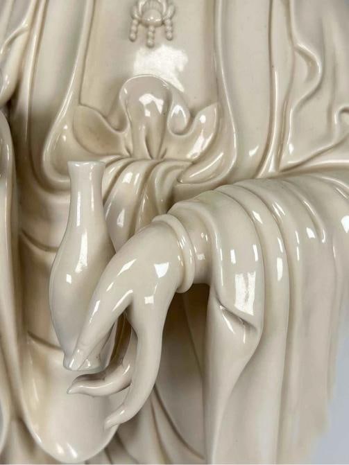 HUGE 29" Antique Chinese Dehua Blanc de Chine Kwan Yin Guanyin Porcelain Statue - 11