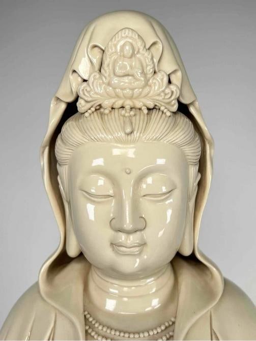 HUGE 29" Antique Chinese Dehua Blanc de Chine Kwan Yin Guanyin Porcelain Statue - 6