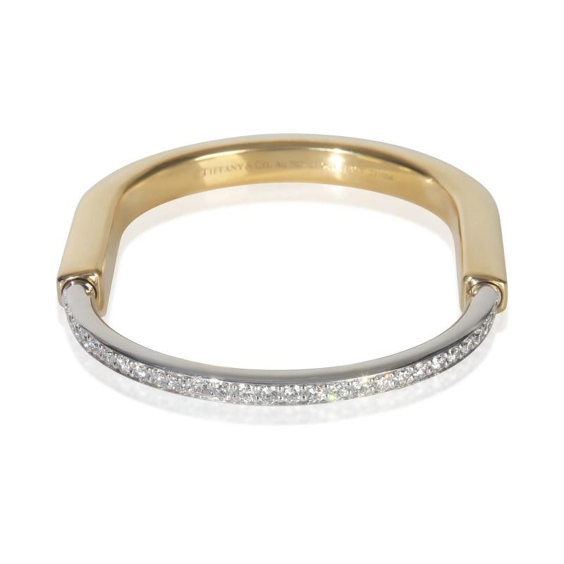 Tiffany & Co. White Gold & Yellow Gold Diamond Lock Bracelet, Size Small - 2