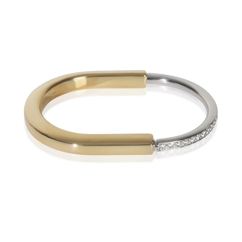 Tiffany & Co. White Gold & Yellow Gold Diamond Lock Bracelet, Size Small - 3