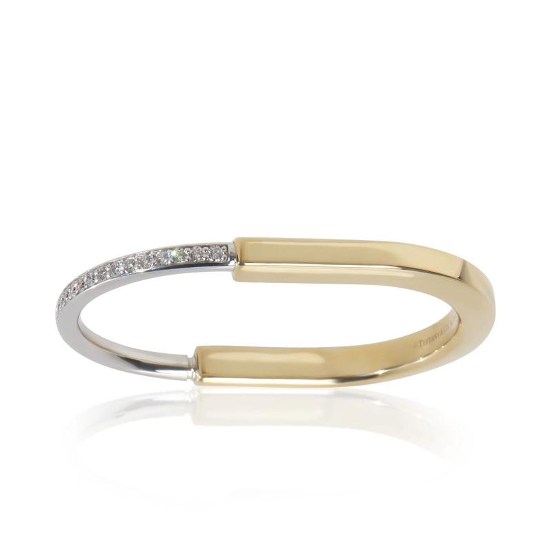 Tiffany & Co. White Gold & Yellow Gold Diamond Lock Bracelet, Size Small - 5