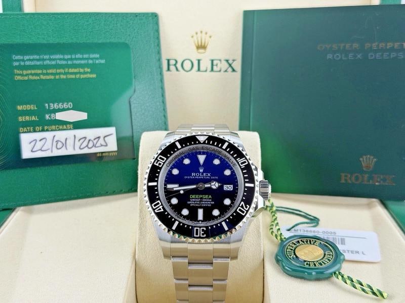 2025 Rolex Sea Dweller Deepsea 136660 James Cameron Blue Dial 44mm Steel BP (1 of 10)