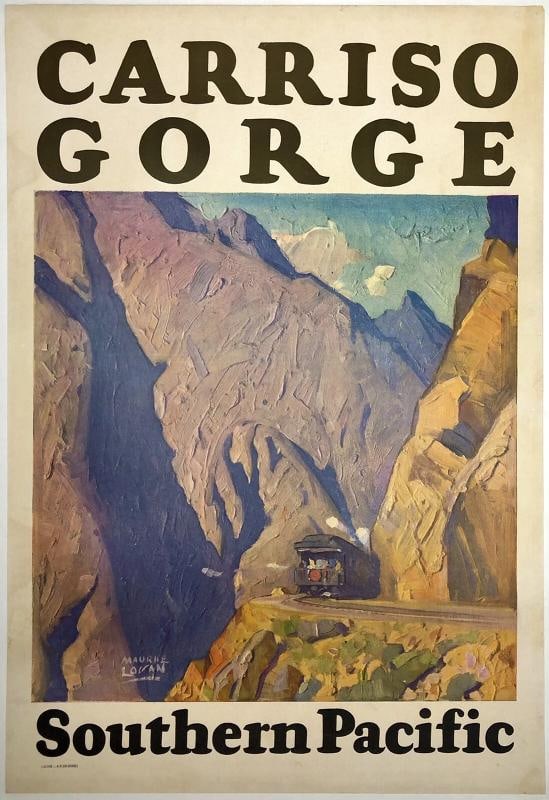Original Vintage Poster CARRISO GORGE SOUTHERN PACIFIC Railroad Travel Lines OL (1 of 5)