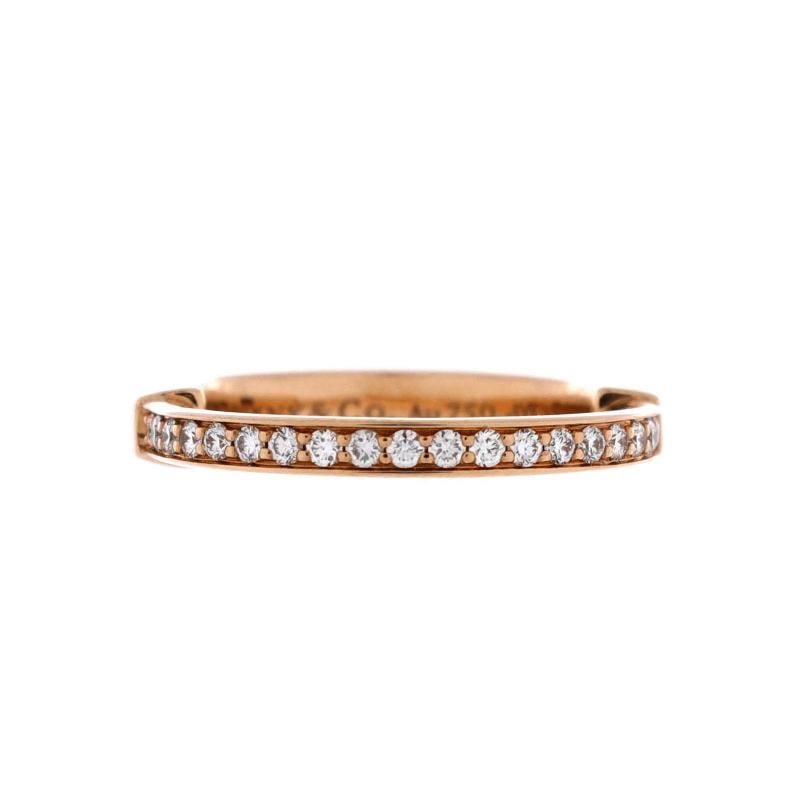 Tiffany & Co. Lock Ring 18K Rose Gold with Diamonds: Measurements: Size: 4.25 - 48, Width: 2.90 mm . Condition: Pre-owned - Good,Brand: Tiffany & Co.,Main Stone: Diamond,Metal: 18K Rose Gold,Metal Purity: 18K,Ring Size: 4.25 - 48,Type: Ring,Color: Rose