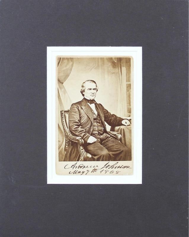Andrew Johnson "May 7th 1868" Signed Matted 4.25x6.5 Cabinet Photo Auto 9! BAS - 6