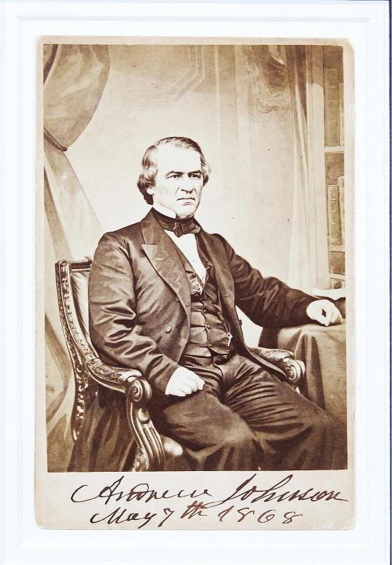 Andrew Johnson "May 7th 1868" Signed Matted 4.25x6.5 Cabinet Photo Auto 9! BAS - 7