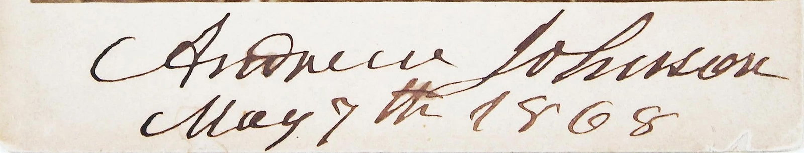 Andrew Johnson "May 7th 1868" Signed Matted 4.25x6.5 Cabinet Photo Auto 9! BAS - 8