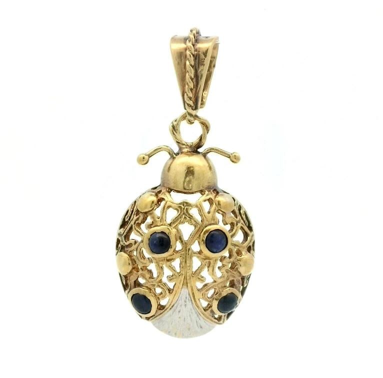Vintage Sapphire Ladybug Pendant In 18k Two Tone Gold (1 of 4)