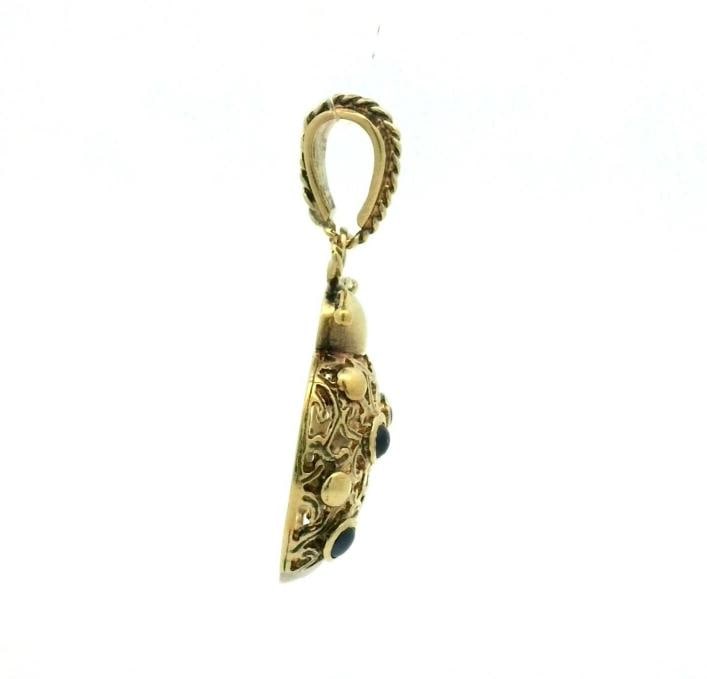 Vintage Sapphire Ladybug Pendant In 18k Two Tone Gold - 3