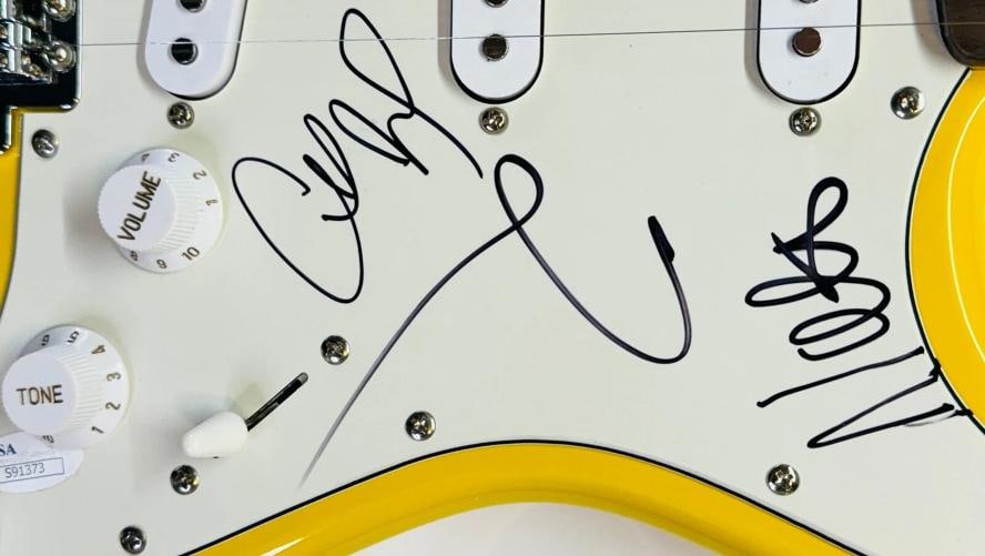 DAVE GROHL TAYLOR HAWKINS SHIFLETT MENDEL Signed Autograph Electric Guitar JSA - 2