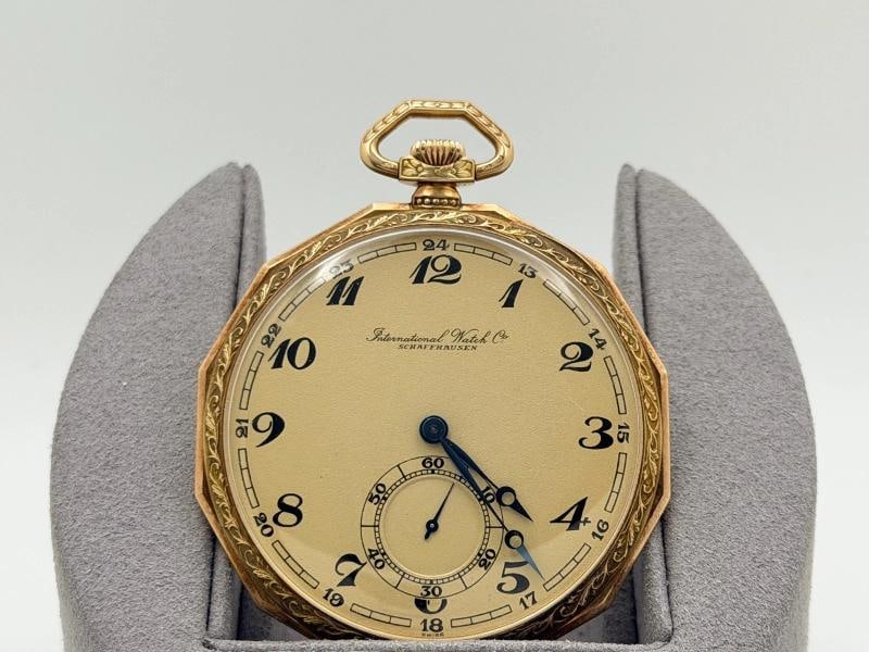 Vintage IWC Schaffhausen 1930s Pocket Watch 14k Yellow Gold Movement 887571: Condition: Pre-owned - Good,Bezel Color: Gold, Yellow,Movement: Mechanical (Manual),s,Year Manufactured: 1930-1939,Vintage: Yes,Reference Number: 887571,Brand: IWC,Case Color: Gold, Yellow,Department: