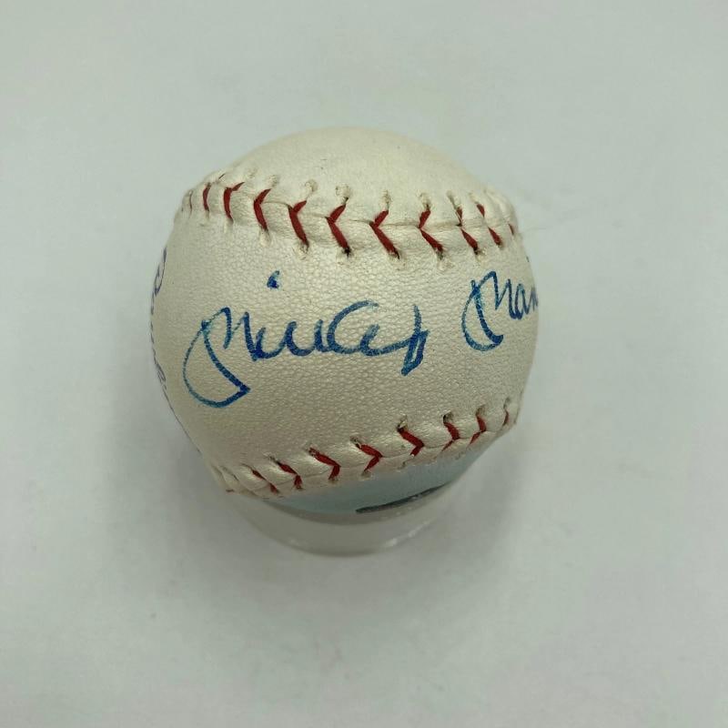 Rare Mickey Mantle Signed Art Mini American League Baseball JSA COA - 2