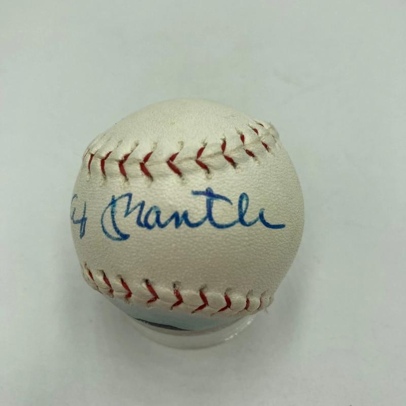 Rare Mickey Mantle Signed Art Mini American League Baseball JSA COA - 3