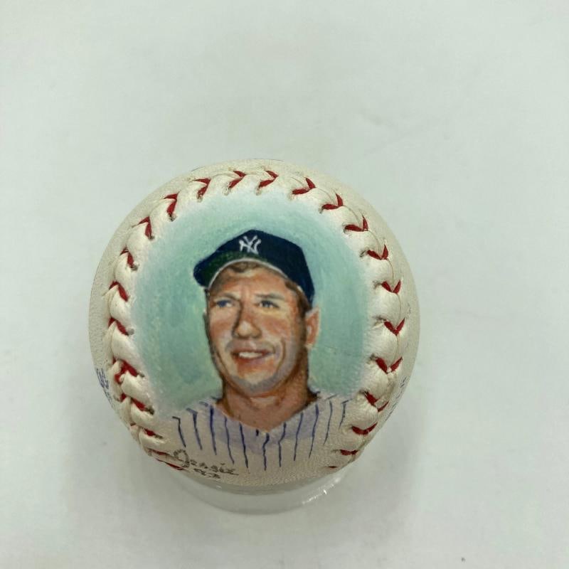 Rare Mickey Mantle Signed Art Mini American League Baseball JSA COA - 4