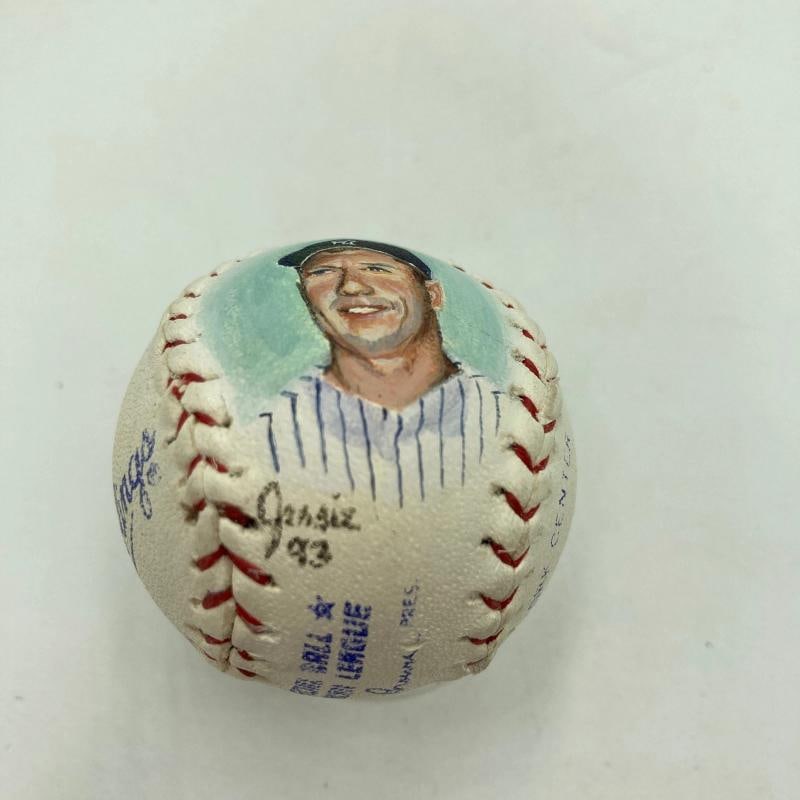 Rare Mickey Mantle Signed Art Mini American League Baseball JSA COA - 5