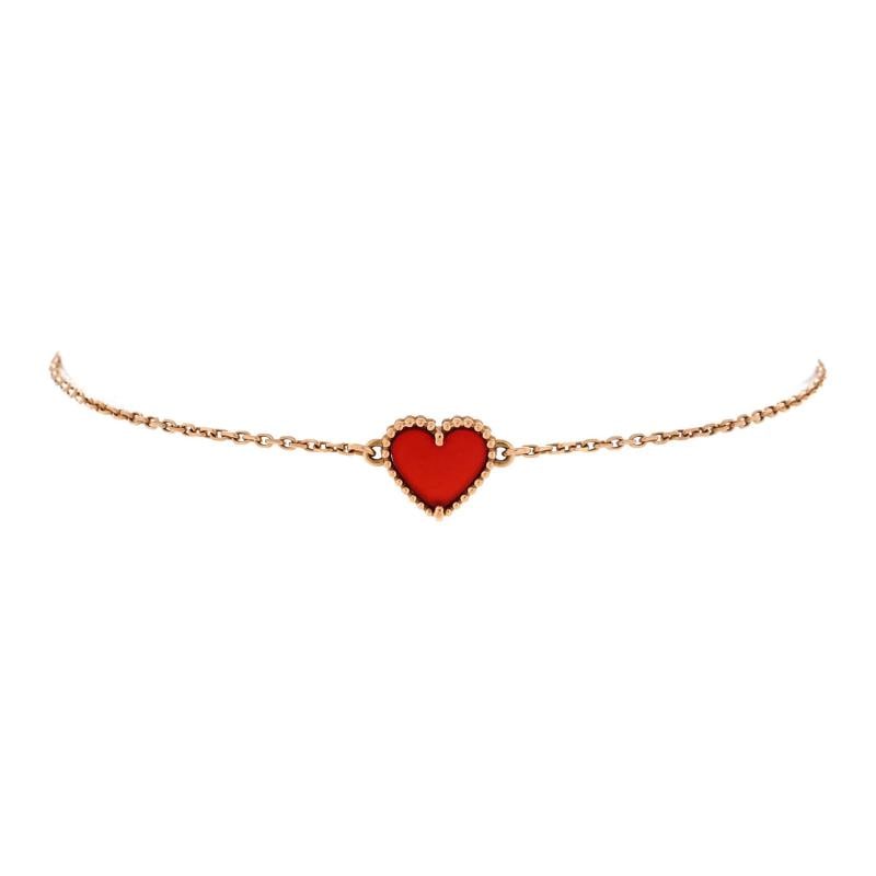 Van Cleef & Arpels Sweet Alhambra Heart Bracelet 18K Rose Gold with Carnelian (1 of 3)