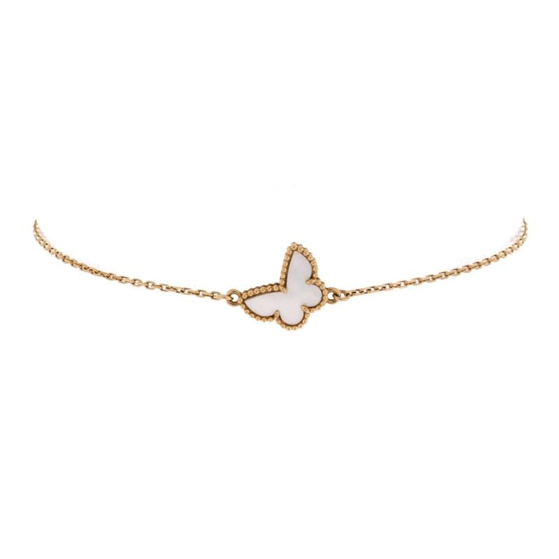 Van Cleef & Arpels Sweet Alhambra Butterfly Bracelet 18K Yellow Gold and Mother: Condition: Pre-owned - Good,Brand: Van Cleef & Arpels,Main Stone: Unknown,Metal: 18K Yellow Gold,Metal Purity: 18K,Style: Bracelet,Type: Bracelet,Color: Yellow Gold,Material: 18K Rose Gold, Mother Of