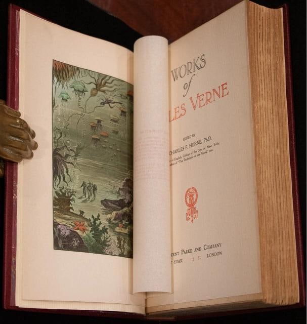 1911 The Works of Jules Verne Limited Edition Fine Leather Bindings Color Plates - 14