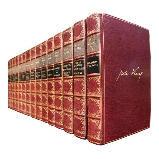 1911 The Works of Jules Verne Limited Edition Fine Leather Bindings Color Plates (1 of 19)