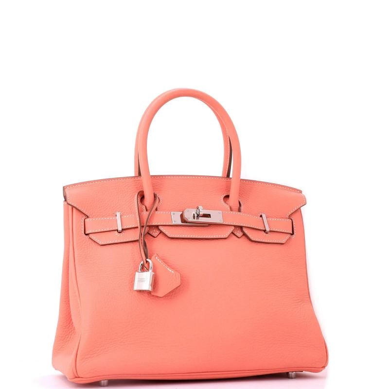 Hermes Birkin Handbag Pink Clemence with Palladium Hardware 30 - 2