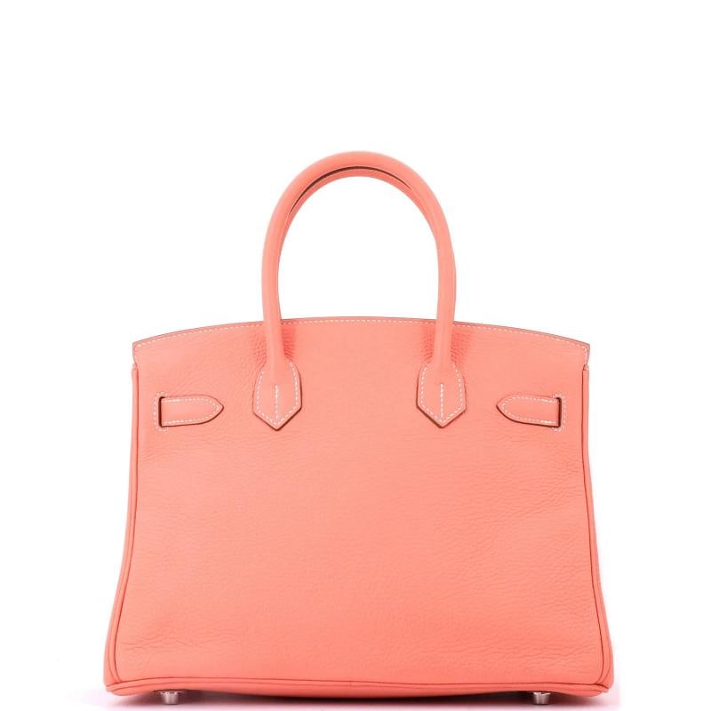 Hermes Birkin Handbag Pink Clemence with Palladium Hardware 30 - 3