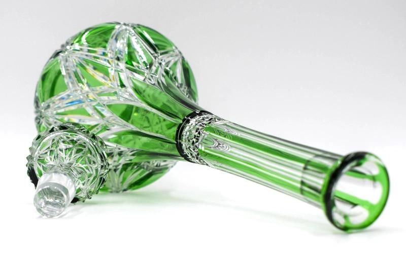 Baccarat France Green Cut to Clear Tall Decanter, Circa 1920 - 7