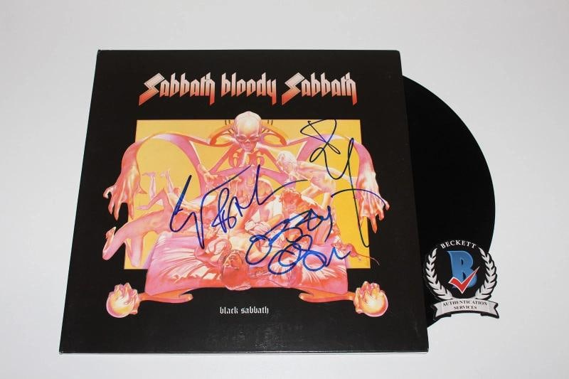 BLACK SABBATH OZZY OSBOURNE BAND SIGNED BLOODY SABBATH ALBUM VINYL BECKETT COA - 2