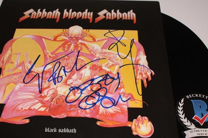 BLACK SABBATH OZZY OSBOURNE BAND SIGNED BLOODY SABBATH ALBUM VINYL BECKETT COA - 3