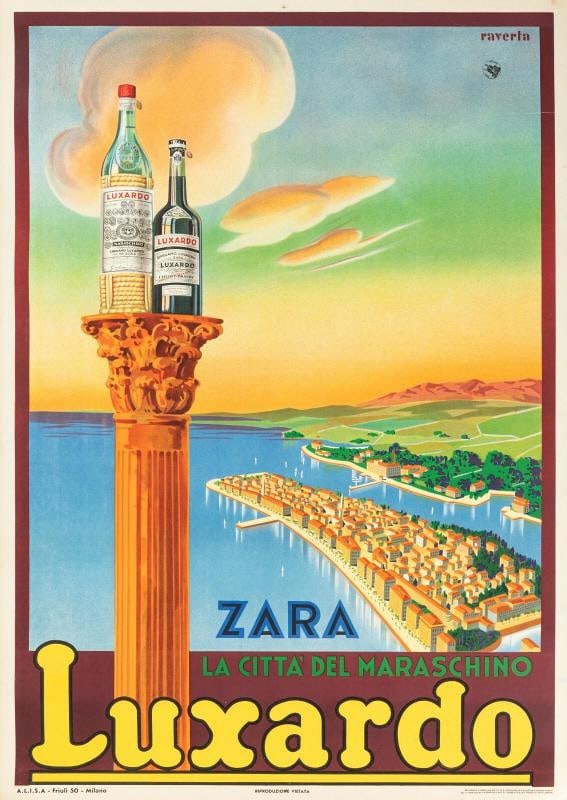 Original Vintage Poster - Raverta - Luxardo - Maraschino - Zara - Croatia - 1939: Condition: Used,Features: Signed, Unframed,Width (Inches): 39.4,Listed By: Dealer or Reseller,Subject: Tourism - Alcohol - Liquor,Size: Large (up to 60in.),Height (Inches): 55.1,Date of Creation: