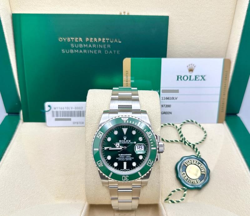 2018 Rolex Submariner Hulk 116610LV Green Ceramic Stainless Steel Box Paper: Condition: Pre-owned - Excellent,Bezel Color: Green,Year Manufactured: 2010-2019,Band/Strap: Rolex Oyster,Case Color: Silver,Department: Men,Watch Shape: Round,Style: Casual, Classic, Dress/Formal,