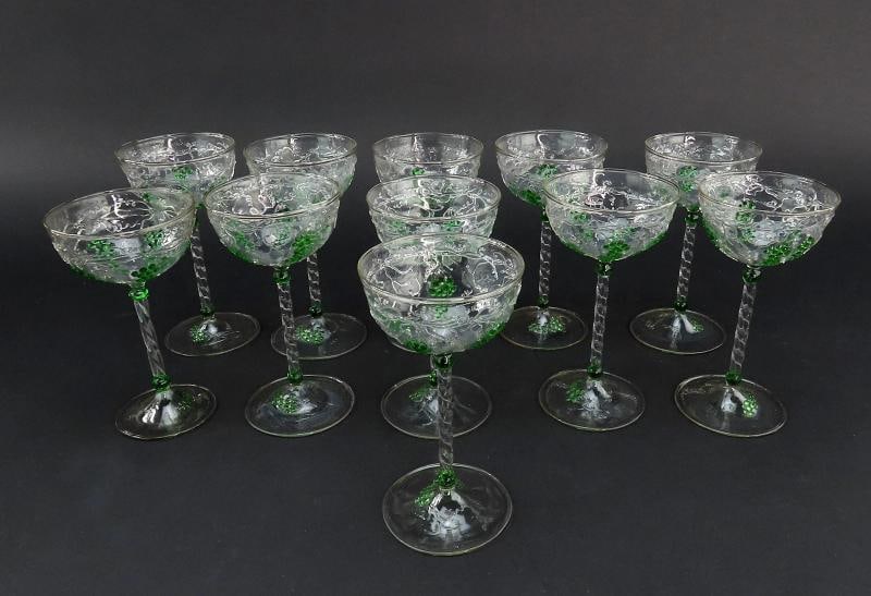 11 Fabulous 2oz Alsace-Style Wine Glasses Green Grape Clusters Textured Design: Condition: Used: An item that has been used previously. The item may have some signs of cosmetic wear, but is fully operational and functions as intended. This item may be a floor model or store