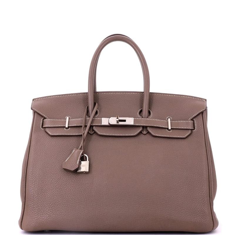 Hermes Birkin Handbag Grey Togo with Palladium Hardware 35: Condition: Pre-owned - Fair,Brand: Hermes,Exterior Material: Leather,Style: Totes,Exterior Color: Gray,Department: Women,Size: 35,Accessories: Clochette, Keys, Lock, Dust Bag